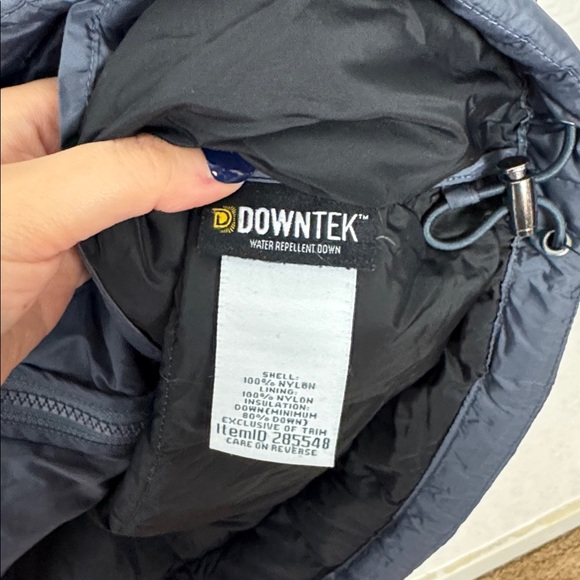 LL Bean Down Puffer Coat Jacket Waist Cinched XL Grey Blue Winter Warm Hooded - Picture 7 of 8